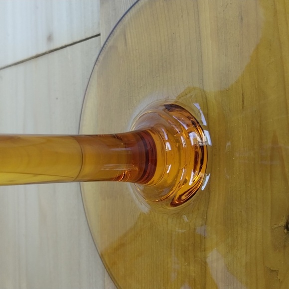 Pair Empoli Italy Amber Diamond Optic Brandy Snifters - Picture 11 of 15